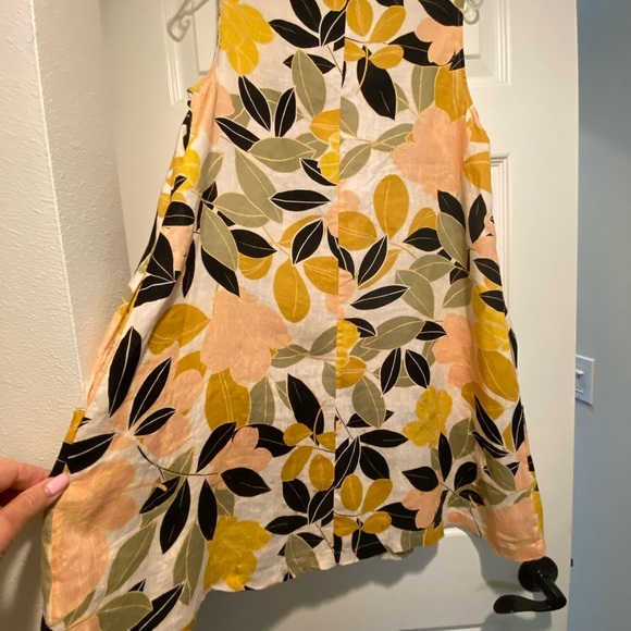 Rachel Zoe Women’s Linen Sleeveless Mini Dress V Neck Small Shift Tropical Beach - Picture 9 of 10